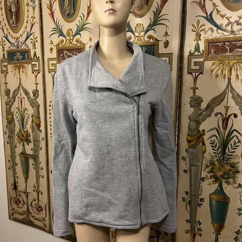 100% Organic Cotton Saint + Sofia Stylish Fleece Asymmetrical Zip Up.